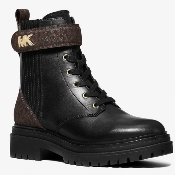 Michael Kors Stark Logo and Leather Combat Boot - Picture 4 of 12